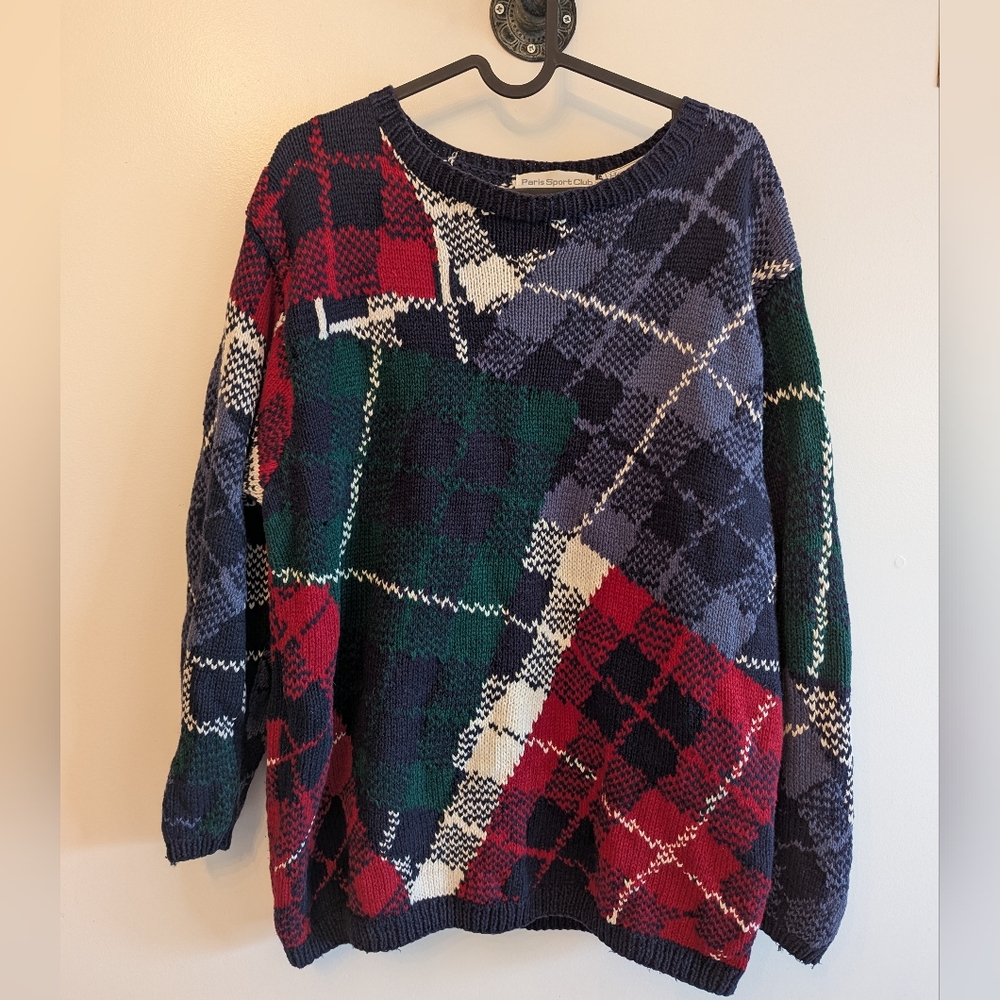 Vintage Plaid Multicolor Sweater Size Small